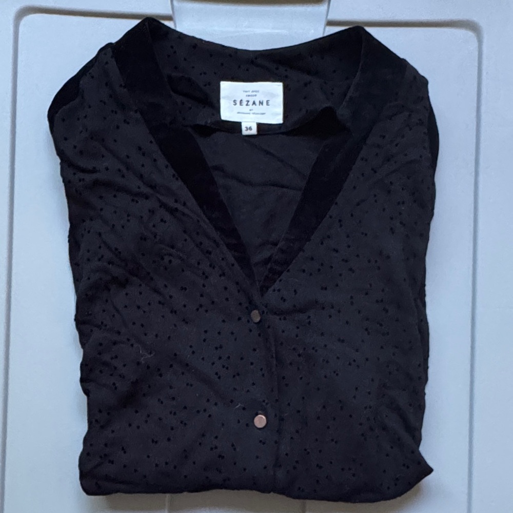 Sezane Black Blouse
